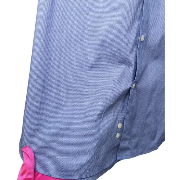 Michael KORS Mens Sz L Blue Long Sleeve Button Up Slim fit Stretch Dress Shirt - Picture 4 of 13